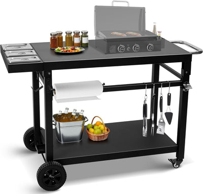 Carrito parrilla hierro fundido negro con ruedas