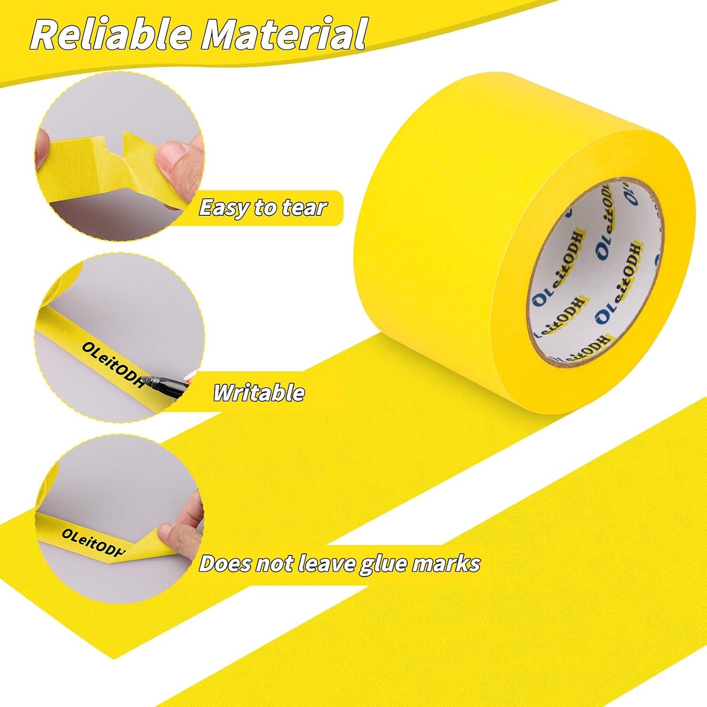 12 Rollos Cinta Amarilla Pintores 3pulg x60yd Sin Residuos