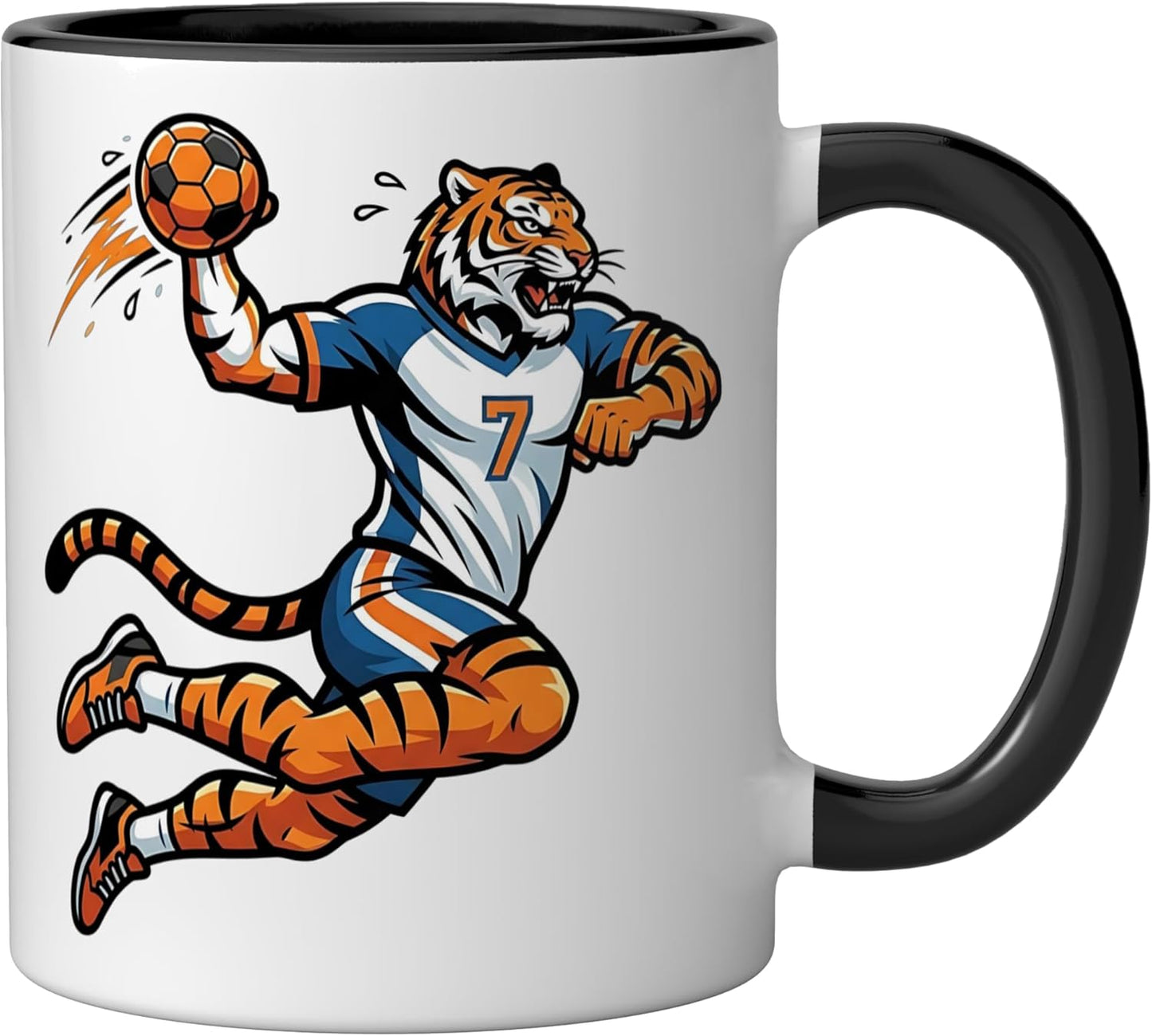 Taza cerámica Handball Tiger Jugador 7 Negro/Blanco