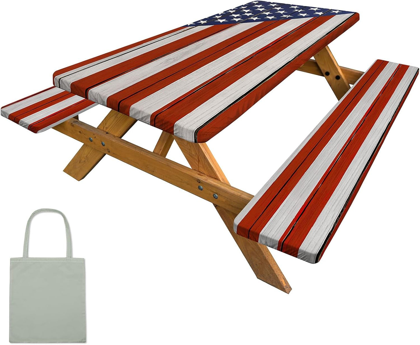 Funda de mesa de picnic con fundas de banco y mantel impermeable para acampar
