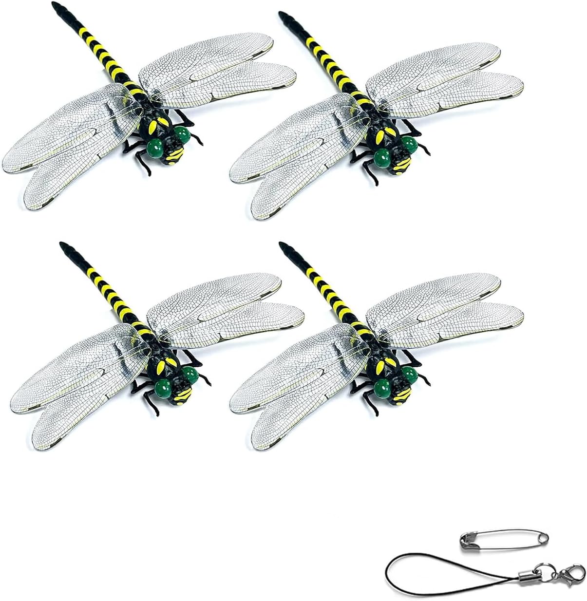 4 Clips Libélula 3D para Alejar Insectos Interiores Exteriores