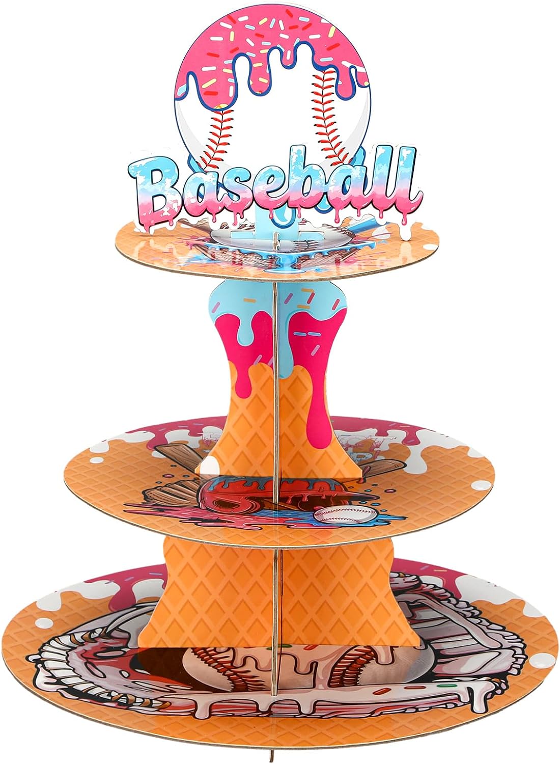 Soporte cupcakes béisbol 3 niveles decoración fiesta