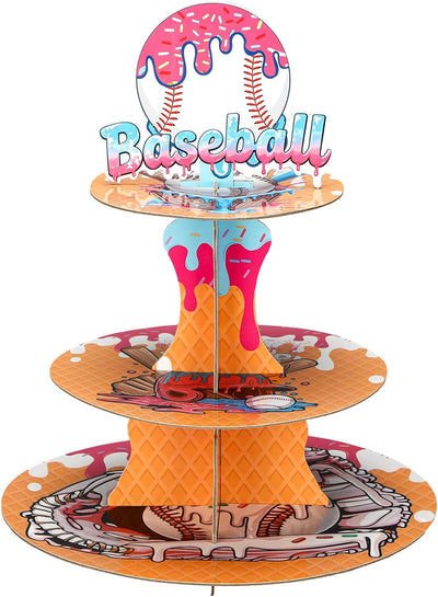 Soporte cupcakes béisbol 3 niveles decoración fiesta