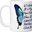 Taza de cerámica para abuelos con mariposa blanca