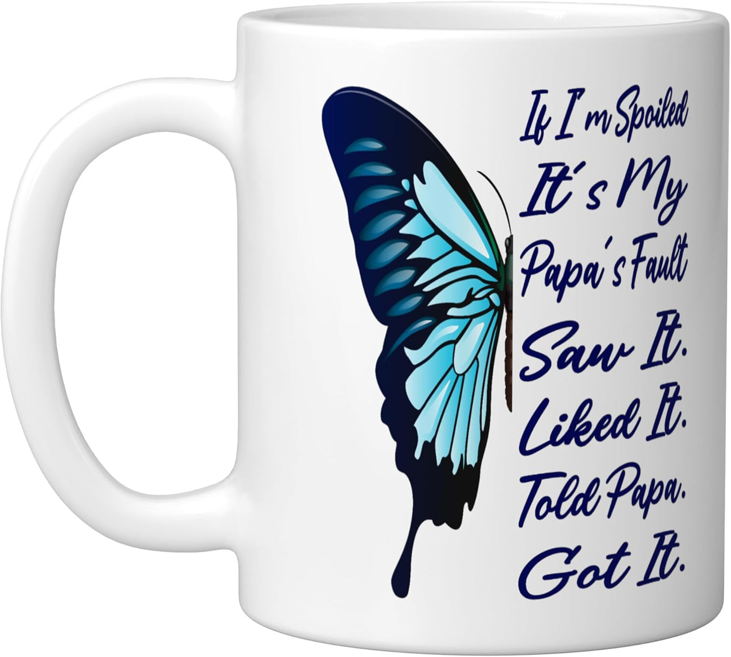 Taza de cerámica para abuelos con mariposa blanca
