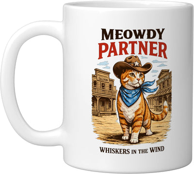 Taza cerámica Meowdy Partner Cat Cowboy Whiskers en viento humor