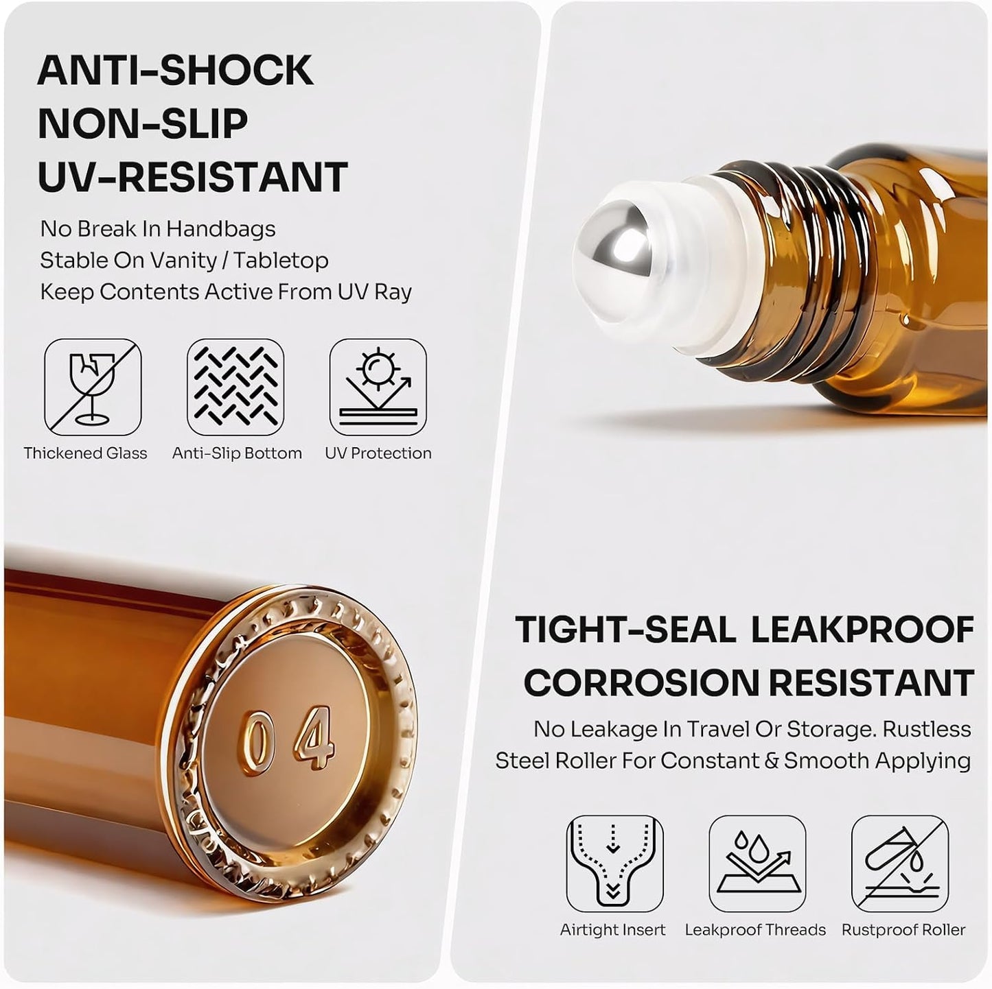 Botellas vidrio ámbar vacías 0.3oz aceites esenciales