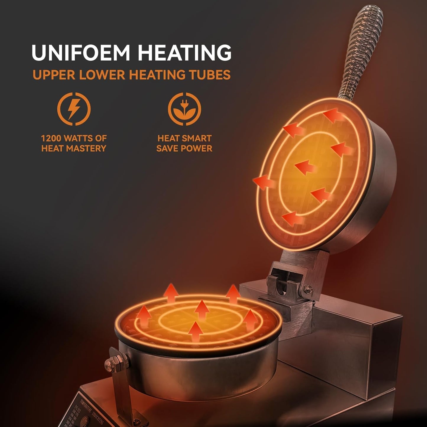 Tostador panqueques 1200W acero con temp. y control