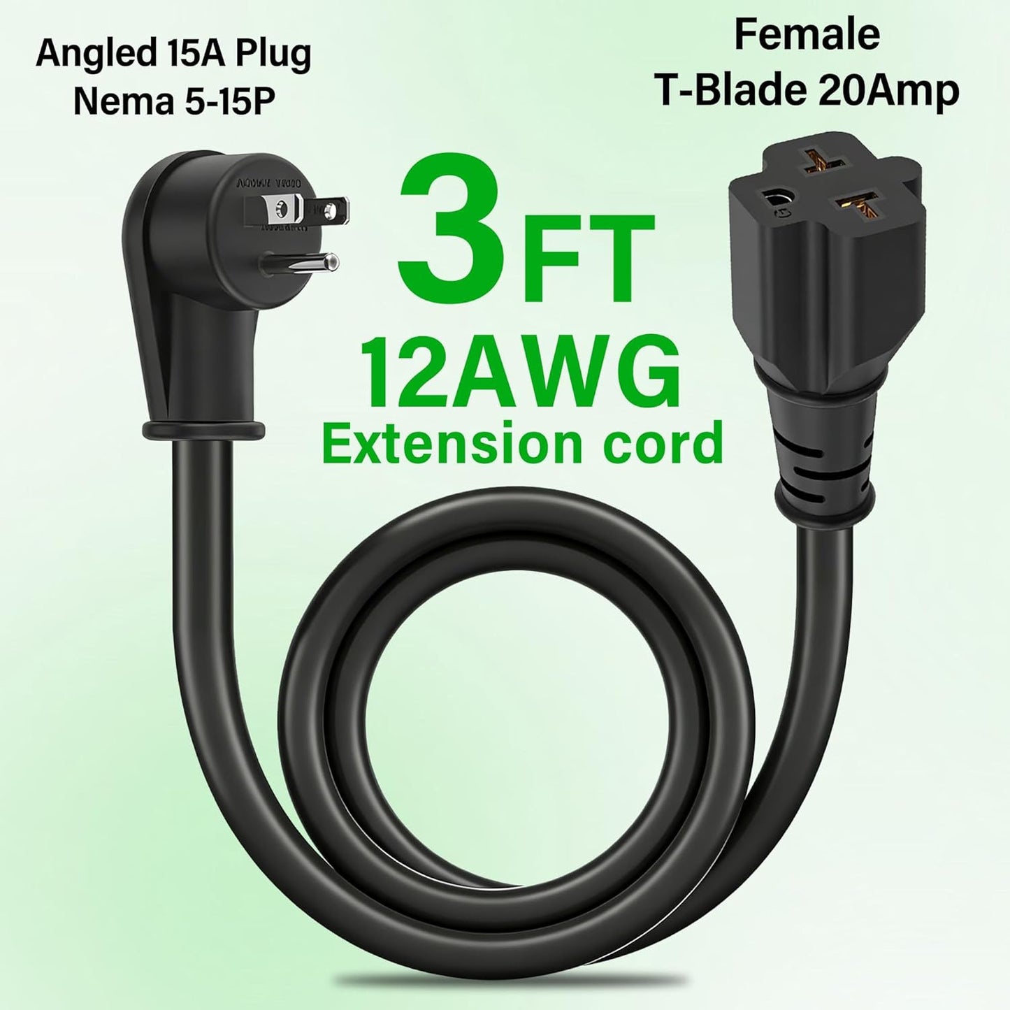 Adaptador enchufe NEMA 5-15P a 5-15R/6-20R 3ft