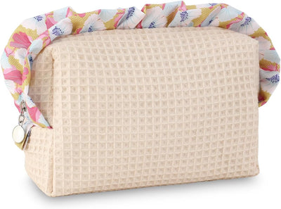 Bolsa cosméticos viaje algodón suave beige lindo