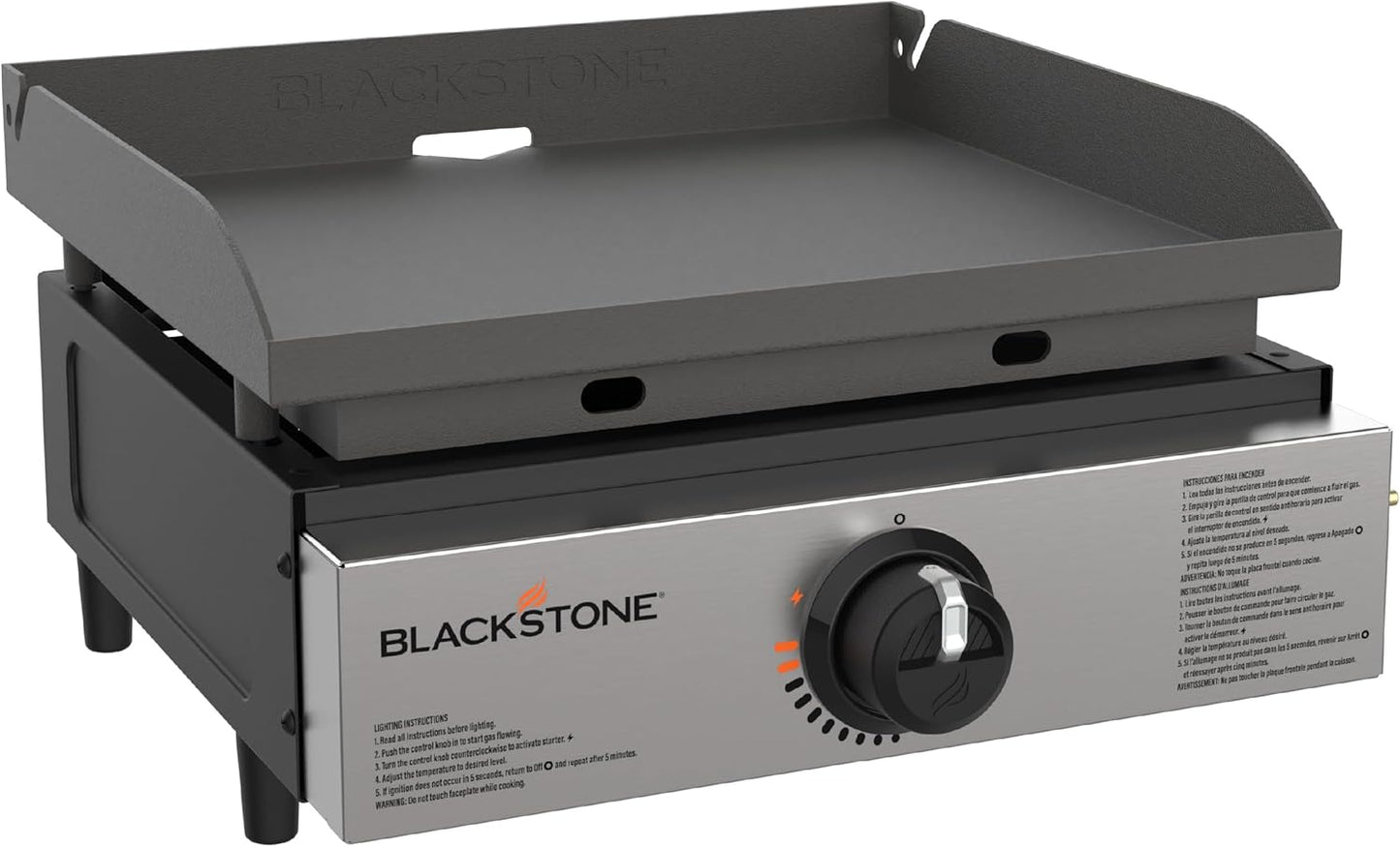 Plancha mesa 17pulg acero inox placa frontal negro
