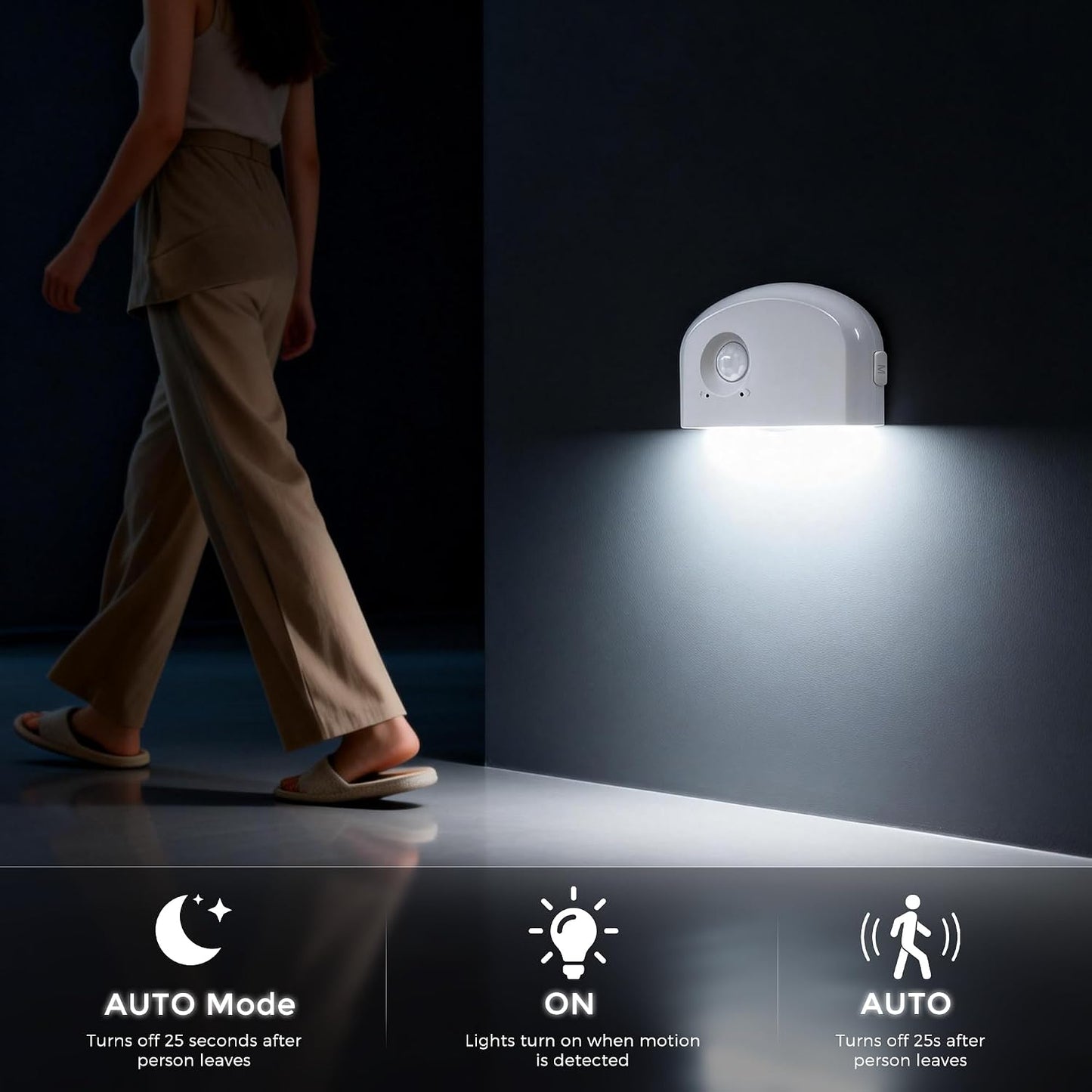 8 Luces LED Recargables Sensor Movimiento Escaleras Pasillos