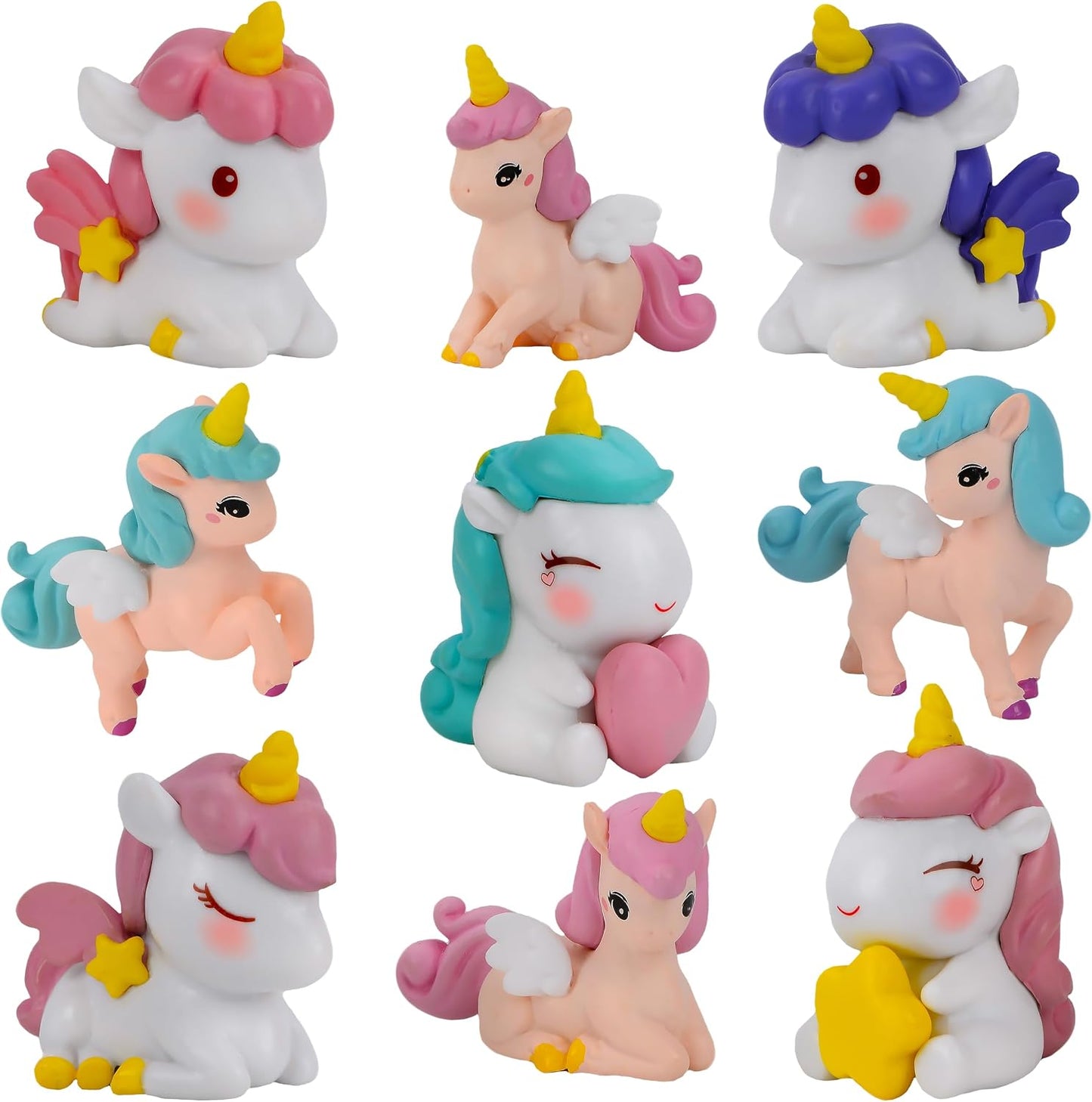 Figuras hadas unicornio decoración jardín 9 pzas