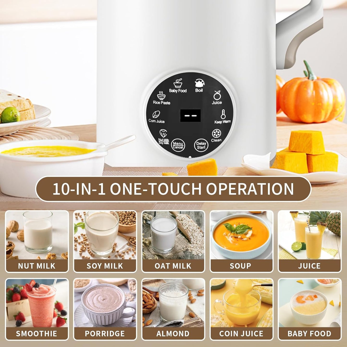 Máquina para fabricar leche de nuez 10 en 1 autolimpiante