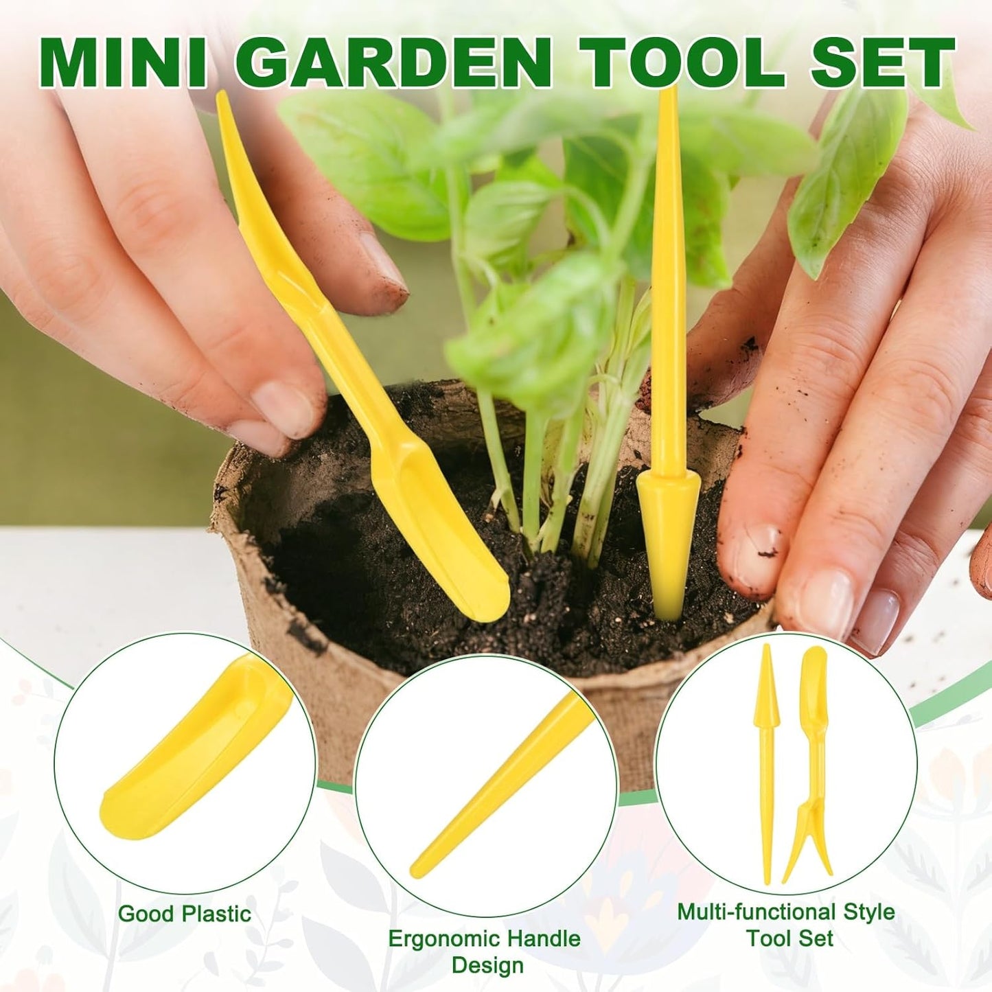 Set 12 Herramientas Jardinería Plástico Amarillo