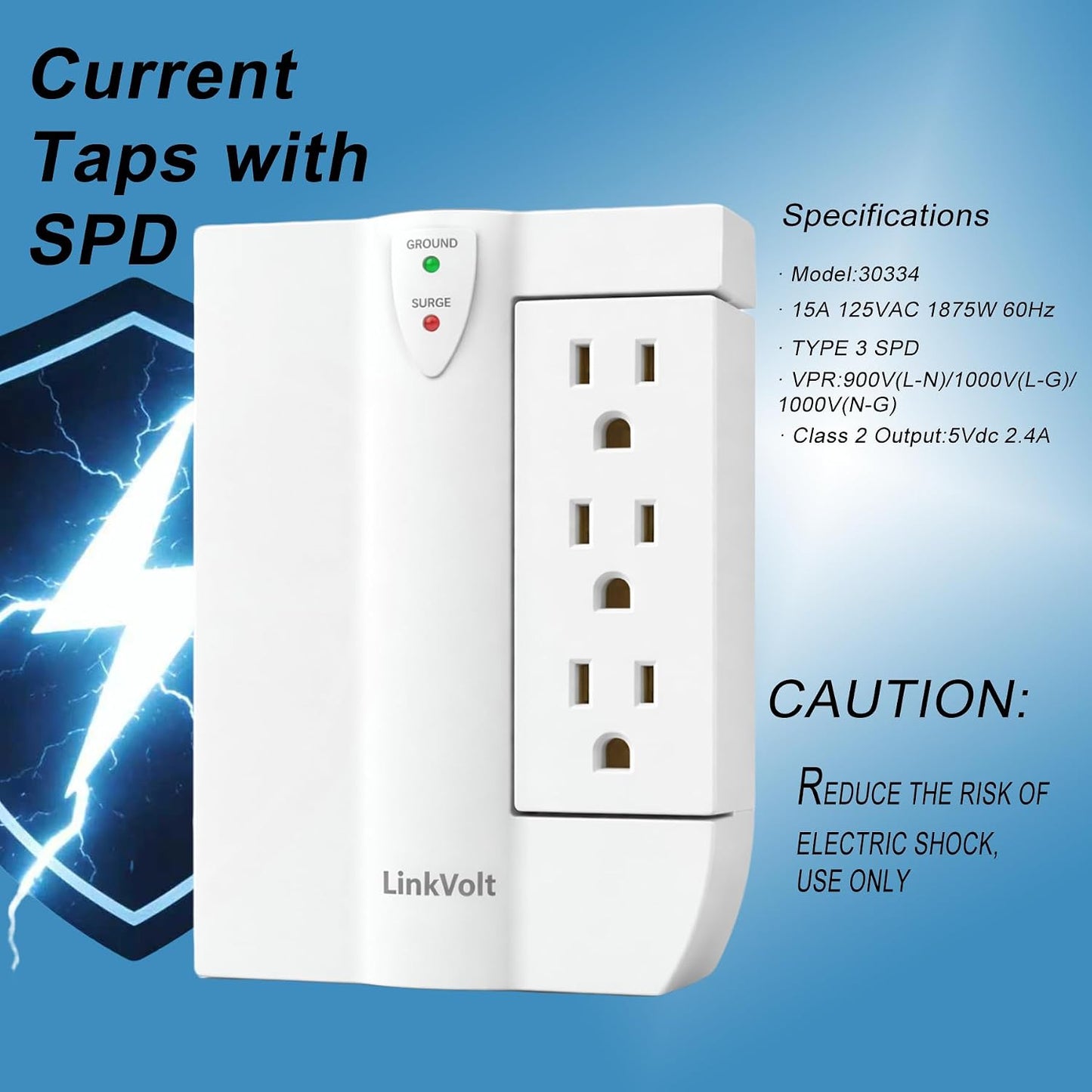 Protector sobretensiones 1200J 6 salidas CA 2 USB-A 18W ETL