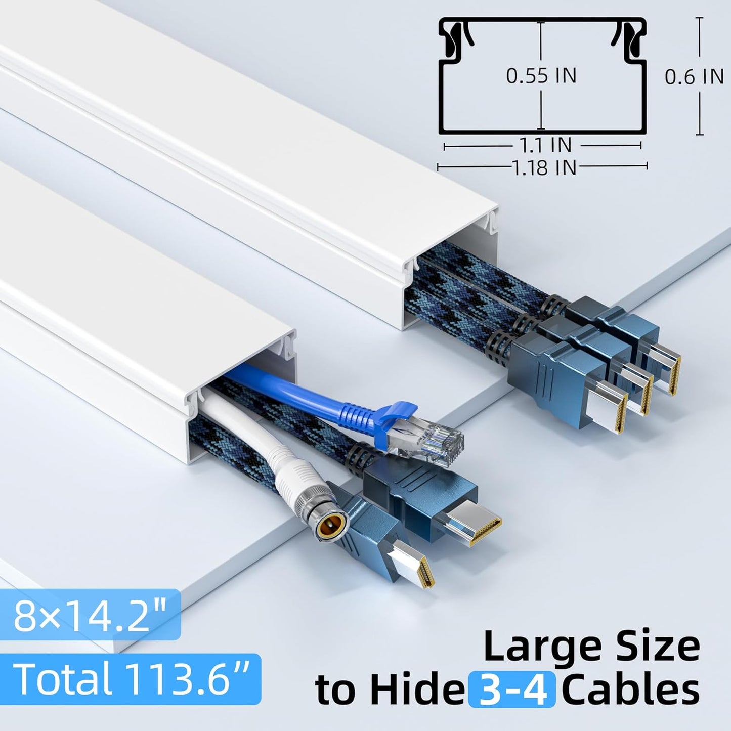 Ocultador cable TV pared cubierta pintable 113.6pulg