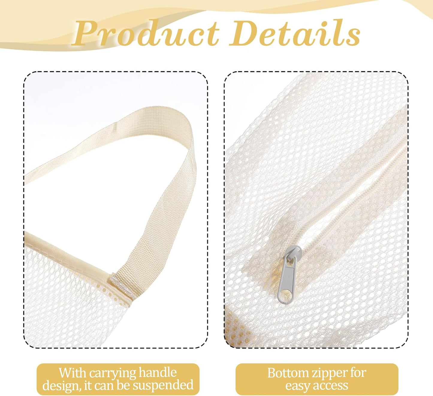 2 Pzas Soporte Malla para Bolsas Comestibles Reutilizables Blancas