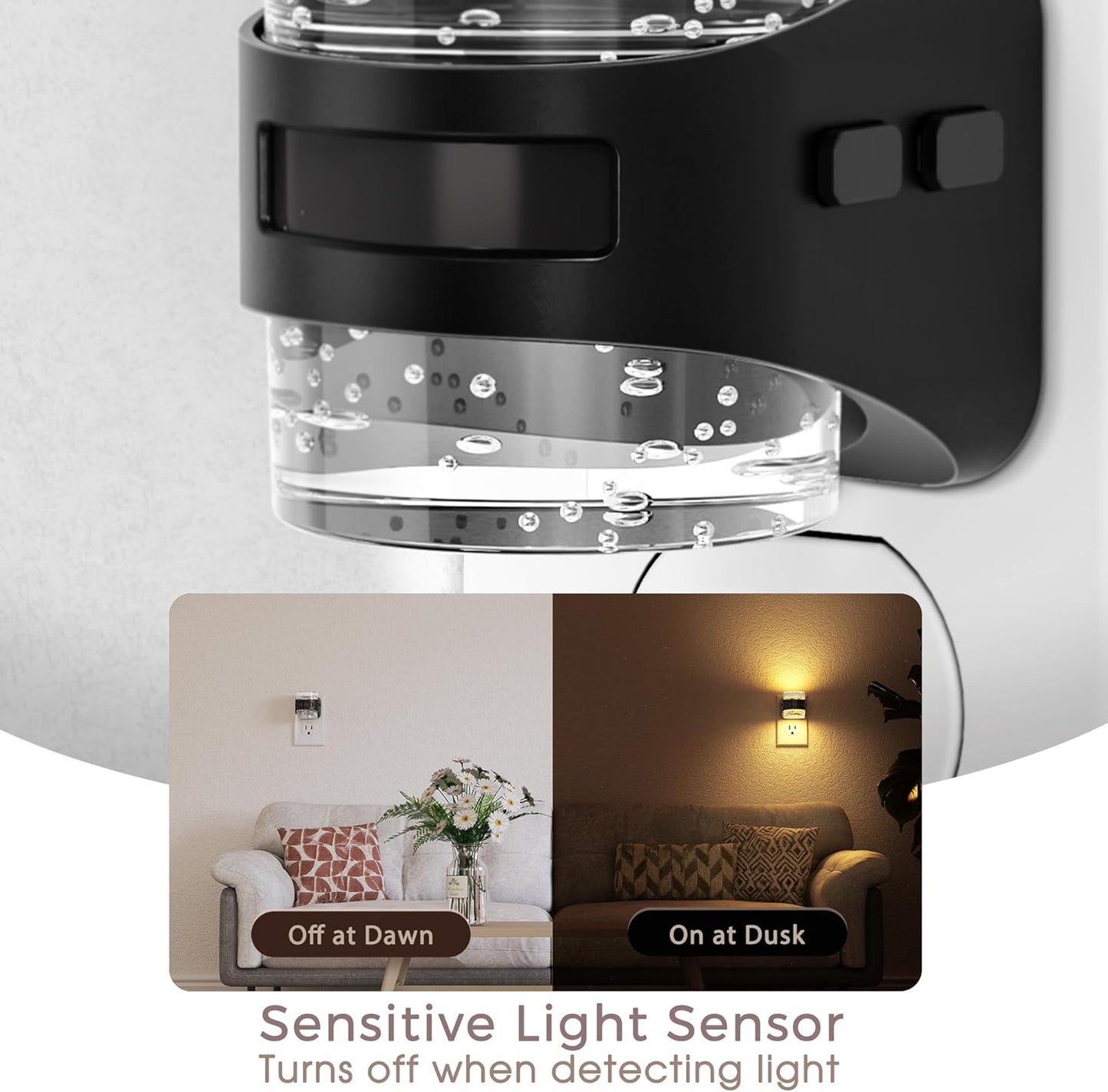 Luz Nocturna LED Regulable con Sensor 2en1 Burbuja
