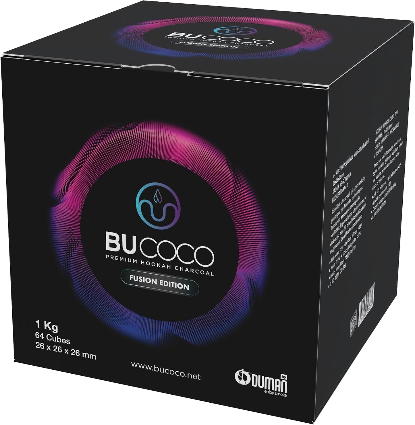 Cubos carbón coco 1.024pulg natural para asar 1kg