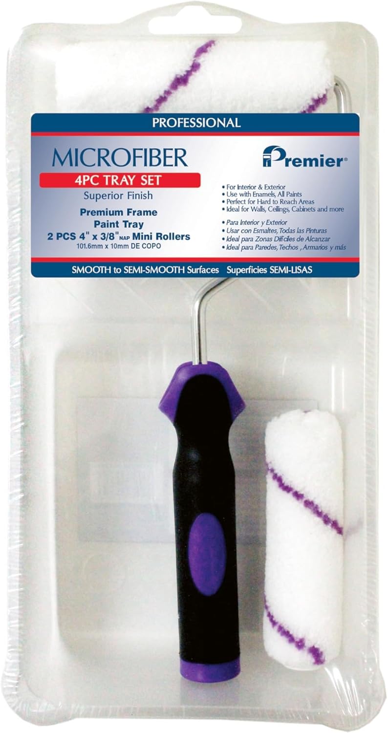 Juego 4 Rodillos Microfibra 4pulg Profesional Ultra Suave