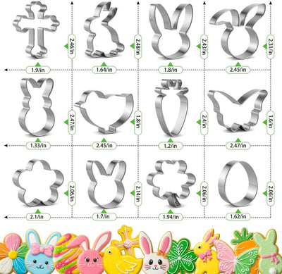 Juego 12 Pzas Cortador Galletas Pascua Conejo Zanahoria Flor
