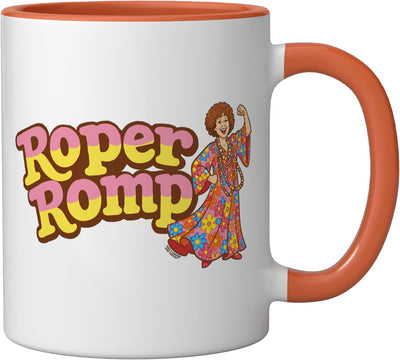 Taza vintage de cerámica Roper Romp Funny Three's Company Flexing Helen