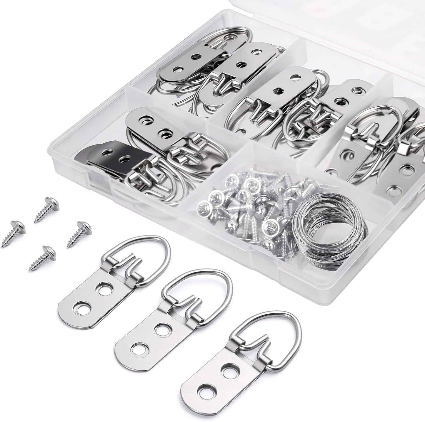 Kit anillo en D para colgar cuadros 30 ganchos doble agujero