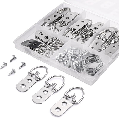 Kit anillo en D para colgar cuadros 30 ganchos doble agujero