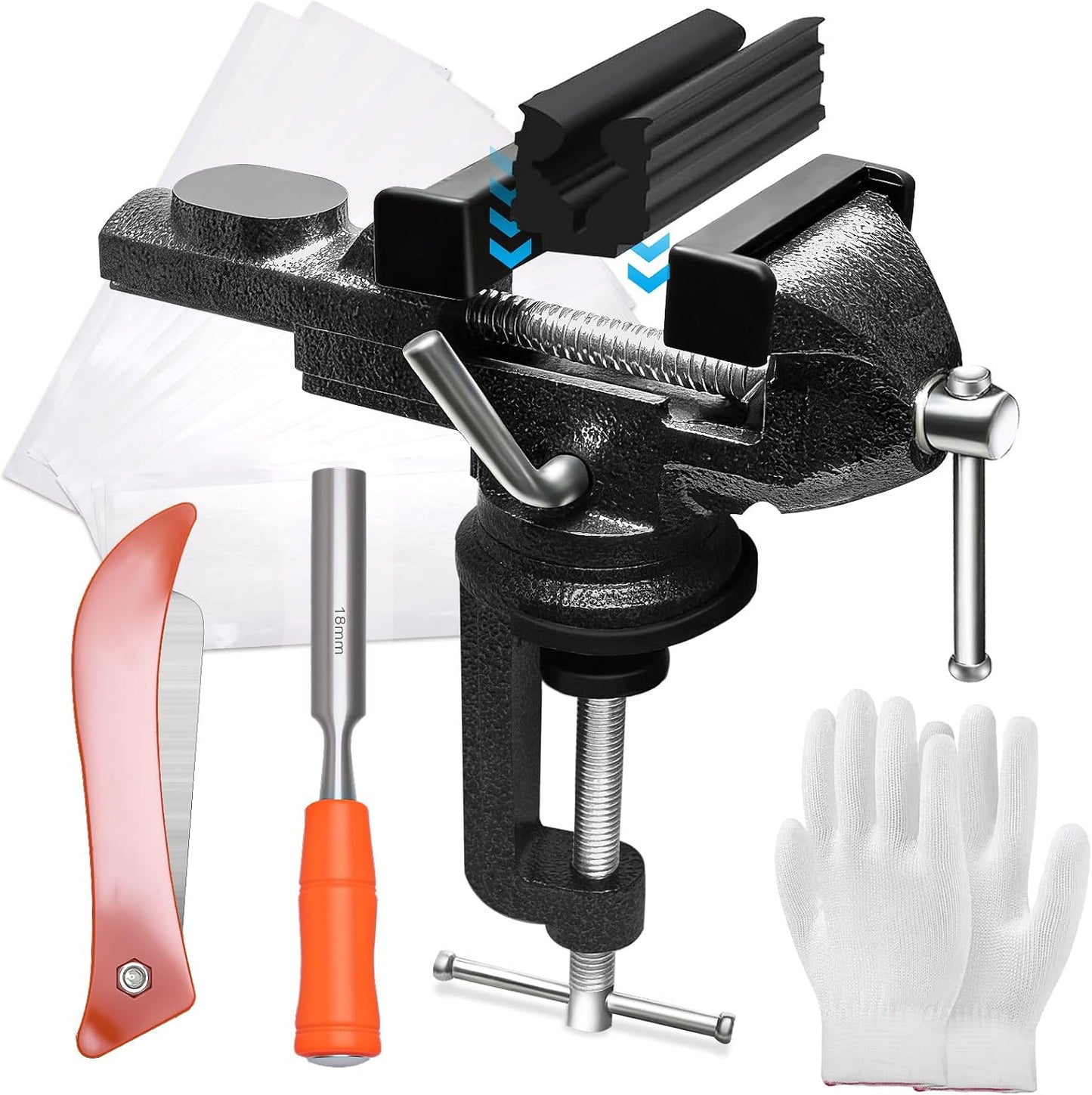 Kit agarre golf 2.95pulg base giratoria 360° 15 cintas guantes