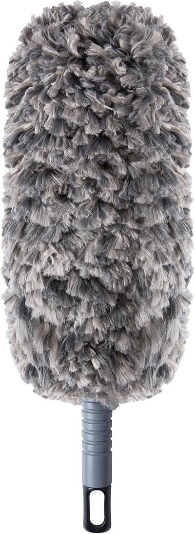 Plumero microfibra 16.8pulg reutilizable hogar auto negro gris