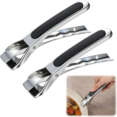 Pinzas de acero inoxidable antiquemaduras para placa caliente, 2 unidades