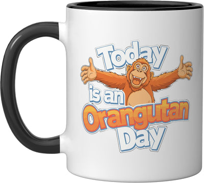 Taza cerámica orangután amante del orangután negro/blanco