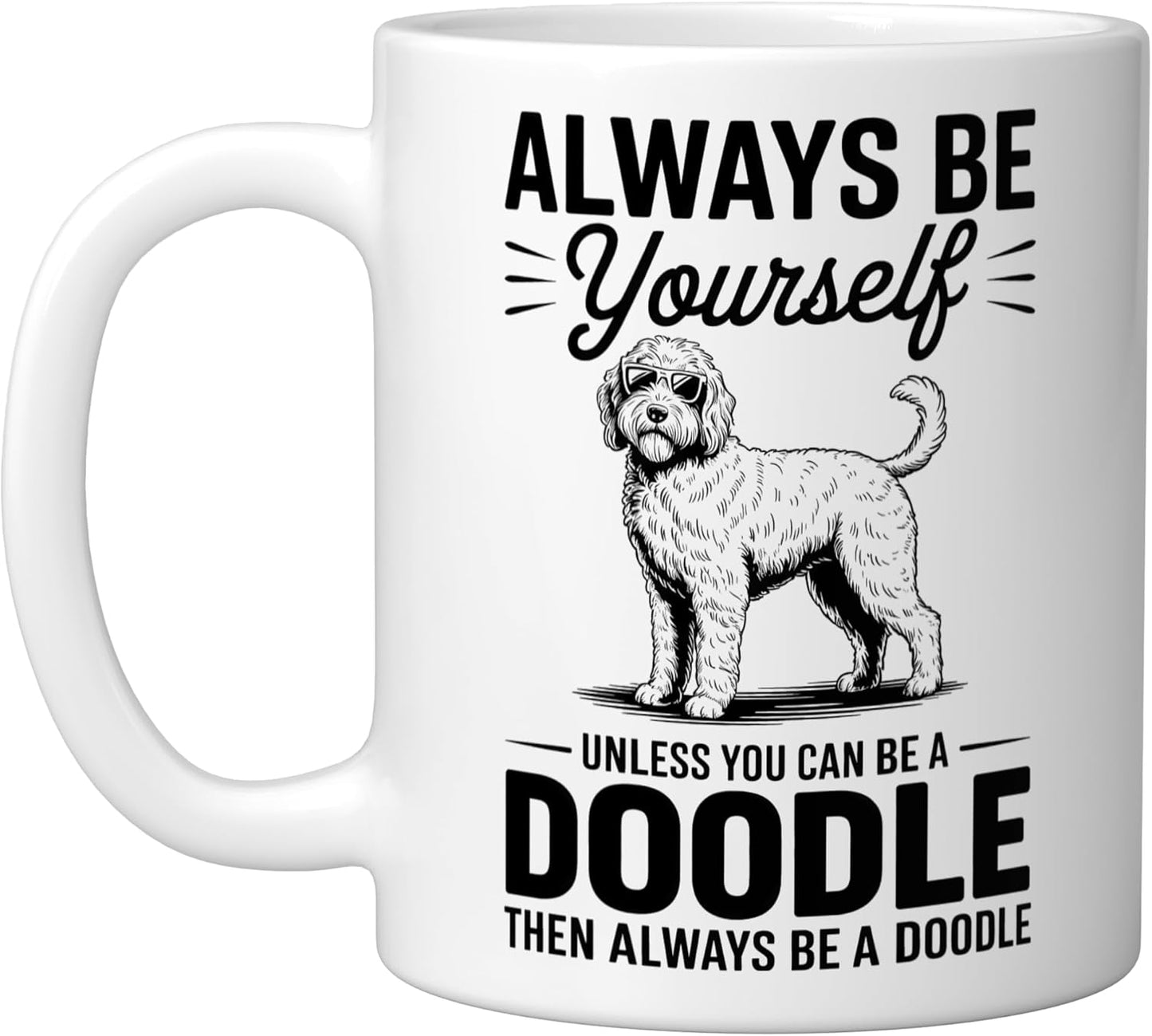 Taza Cerámica Perro Doodle Humor Blanco