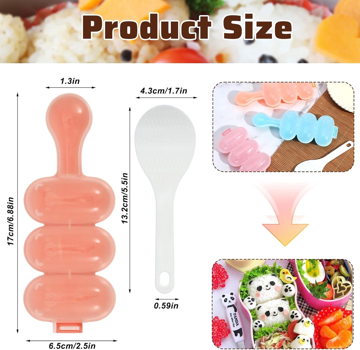 Set 3 moldes Onigiri con cucharas para bento sushi