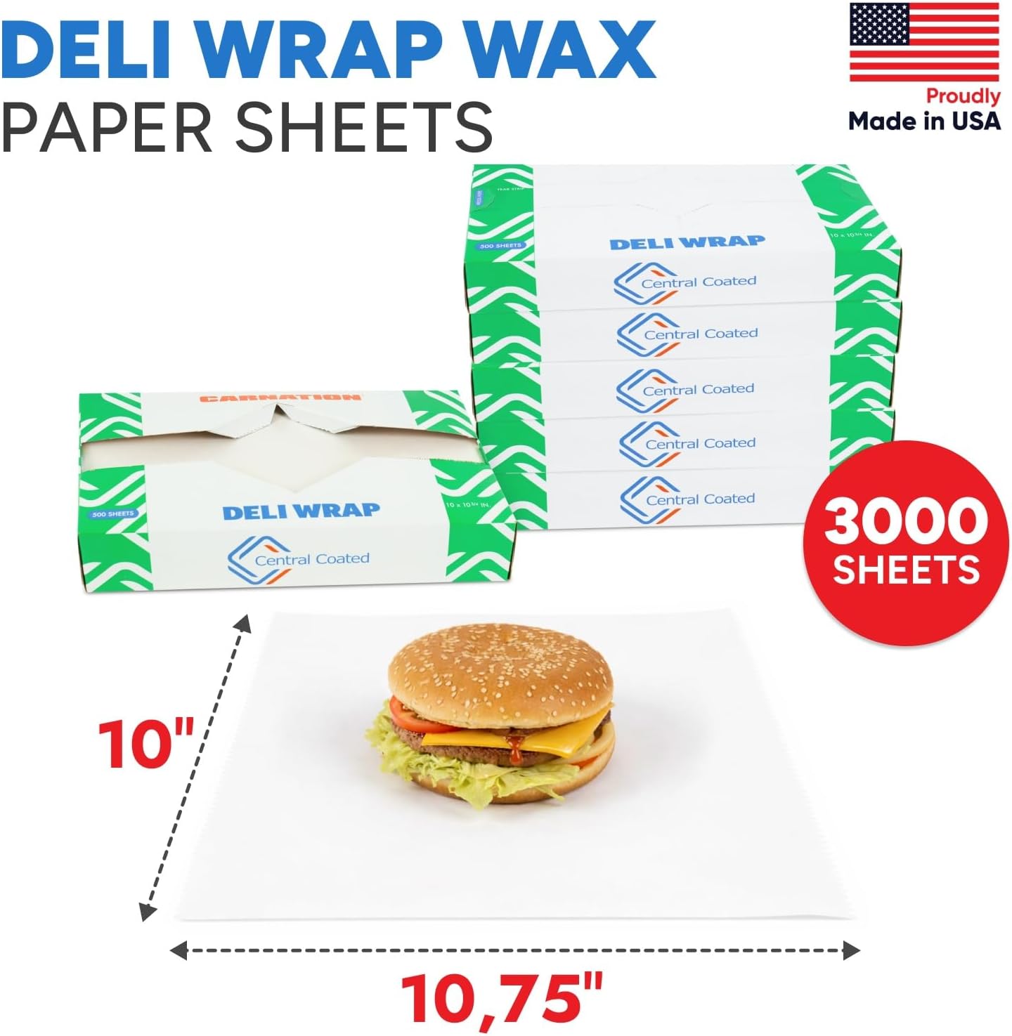 3000 Hojas Papel Encerado Blanco Precortadas 10x10.75pulg
