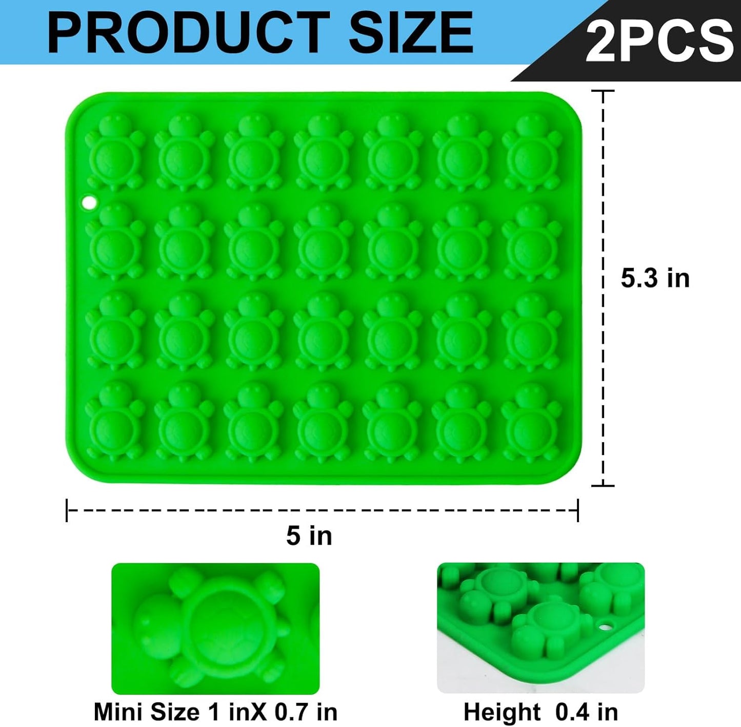 Moldes silicona 28 cavidades tortugas para chocolate dulces