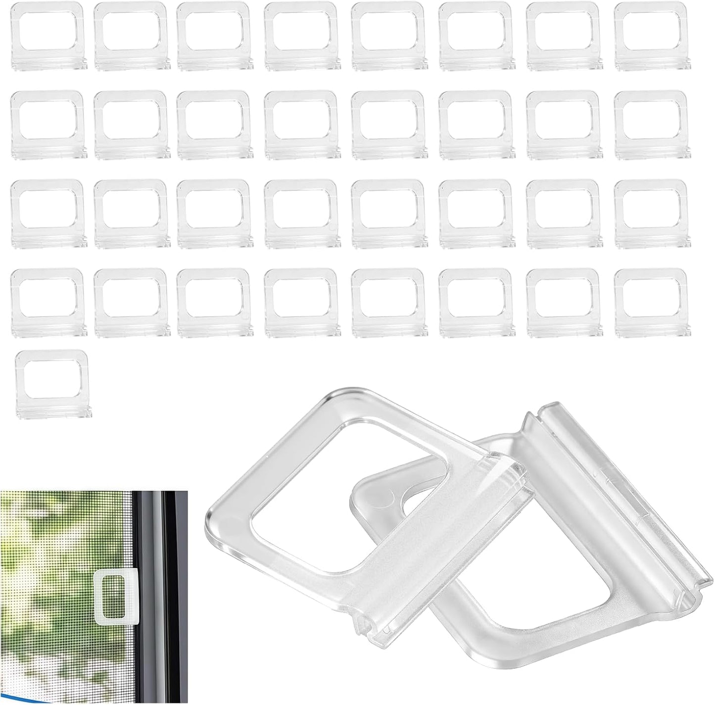Kit 25 Pzas Pestañas Ventana Plástico Transparente Esmerilado