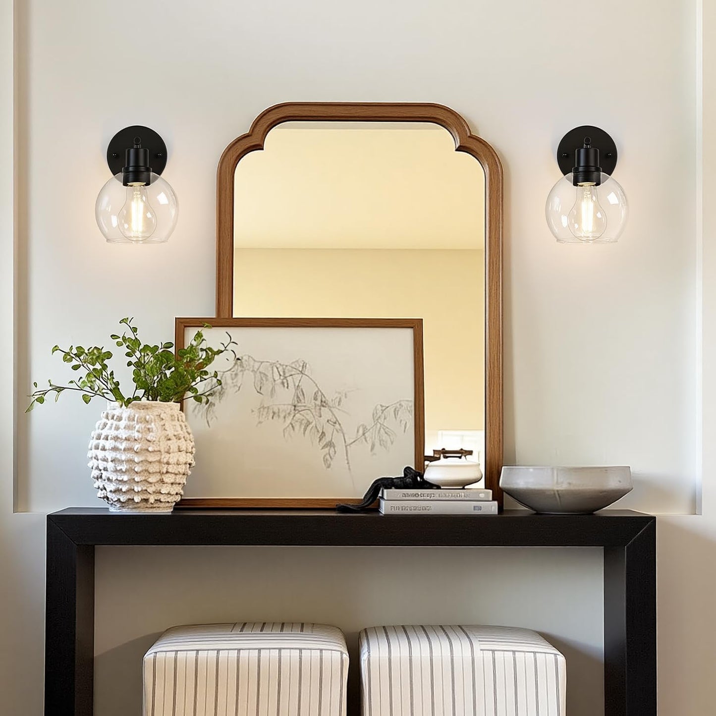 2 Pzas Apliques Pared Negro Mate Luces Reversibles E26