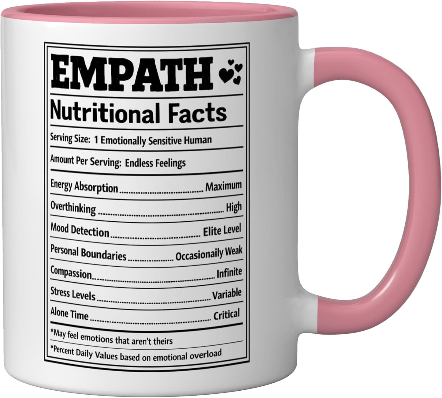 Taza cerámica Empath Nutritional Facts Sensible Alma Espiritual Rosa/Blanca