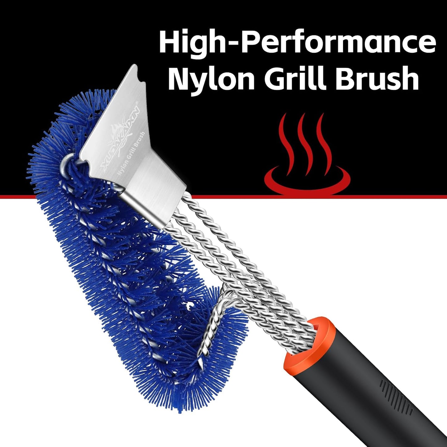 Cepillo y raspador parrilla cerdas nylon hierro fundido