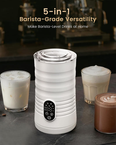 Espumador café con leche pantalla temperatura base sin quemaduras
