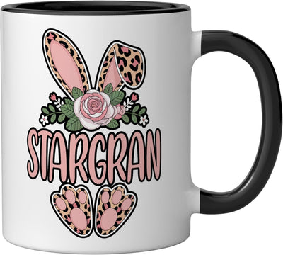 Taza cerámica estampado leopardo orejas conejo primavera negro/blanco