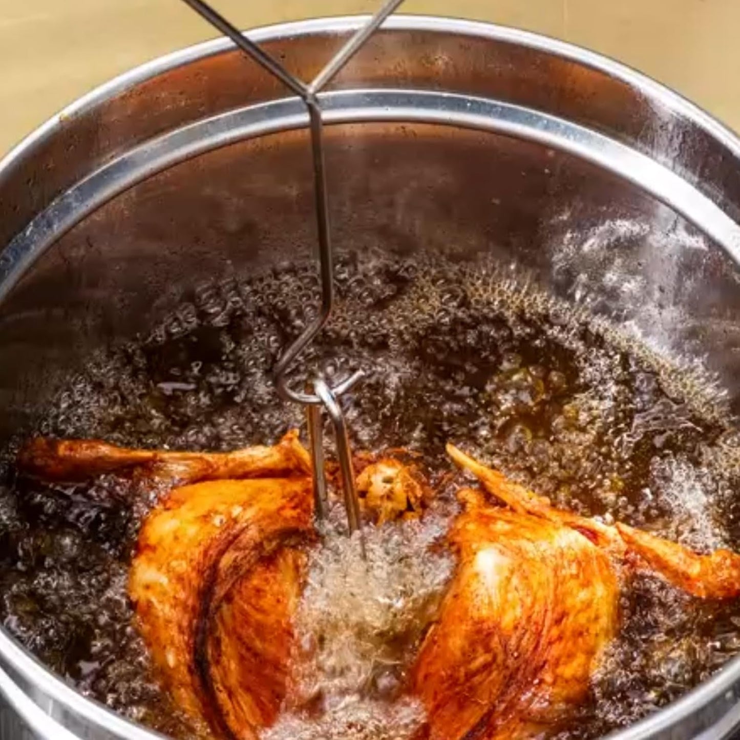 Soporte freidora pavo mango elevador acero inox asador vertical