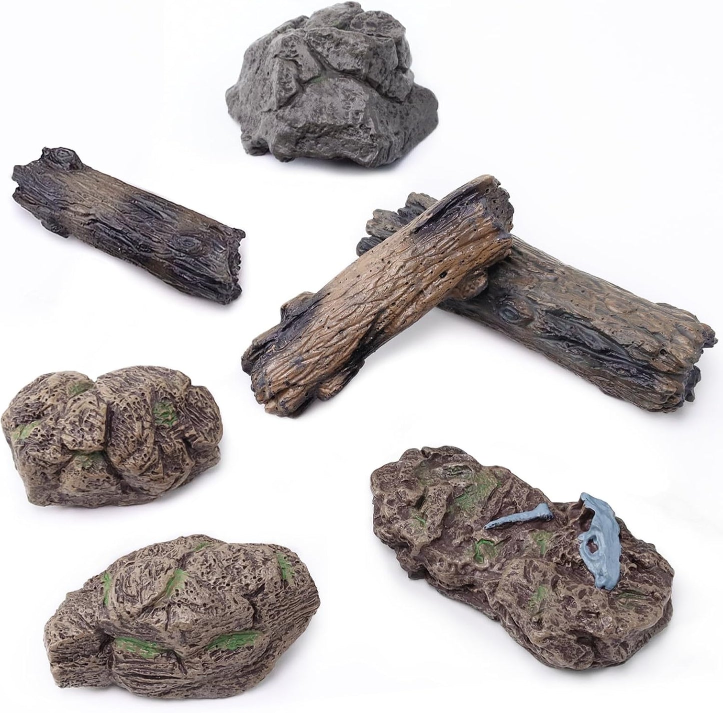 7 Pzas Tocón Árbol Artificial Rocas Plástico Miniatura Diorama