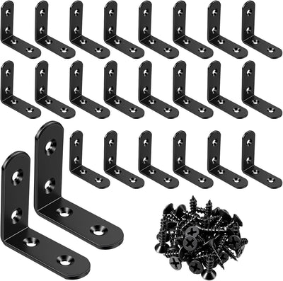 24 Soportes En L 2x2pulg Negro Resistente Para Muebles