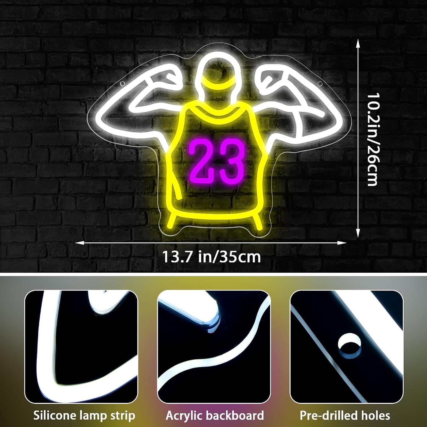 Letrero neón baloncesto LED decoración dormitorio