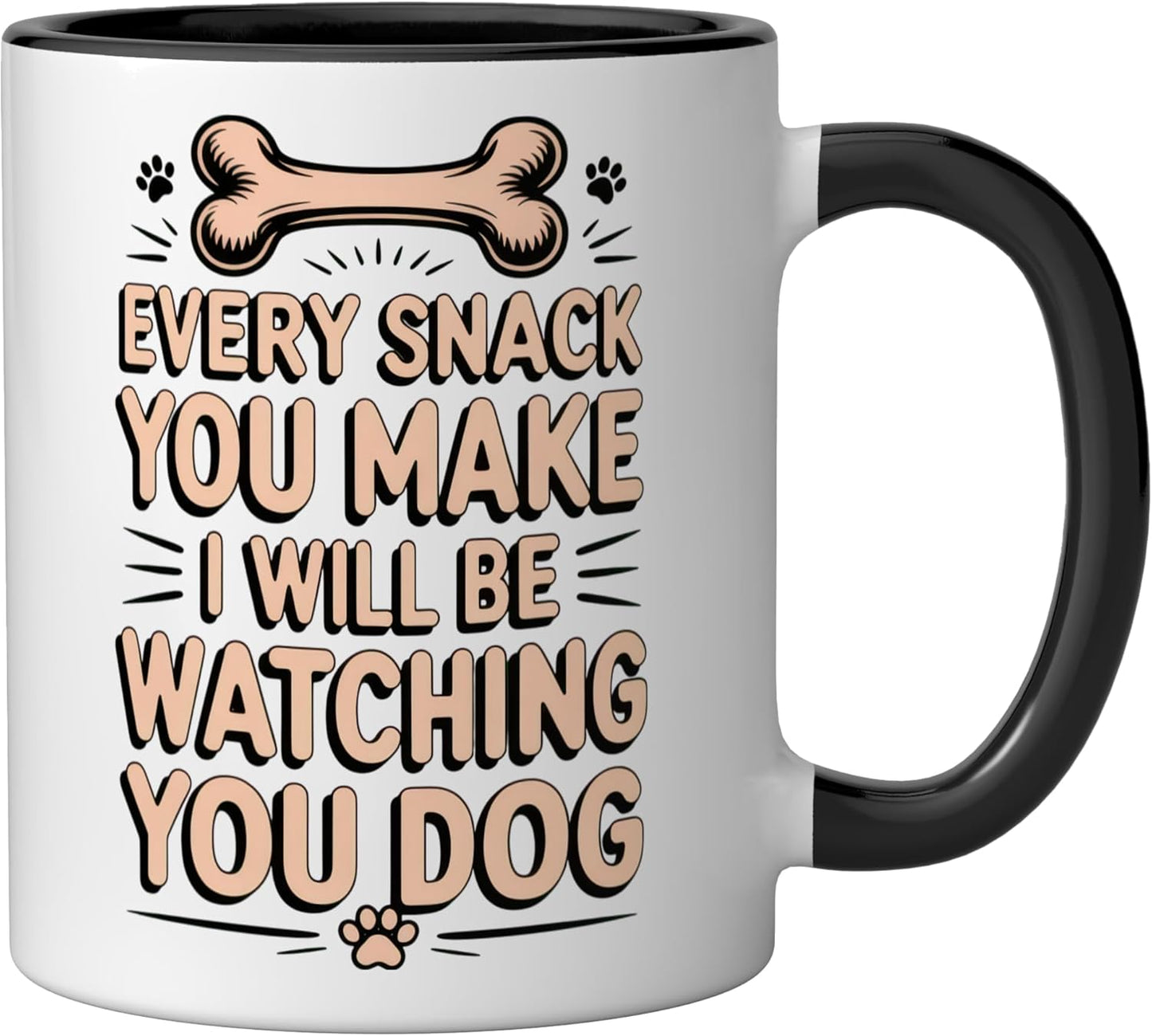 Taza Cerámica para Perros Negro/Blanco