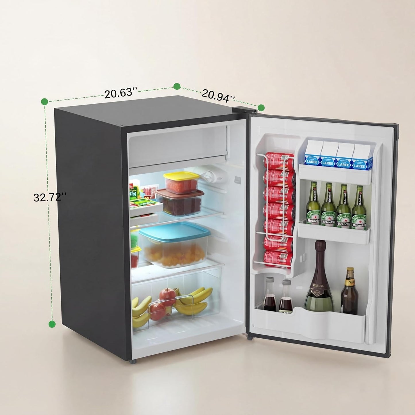 Mini refrigerador con congelador y control de temperatura