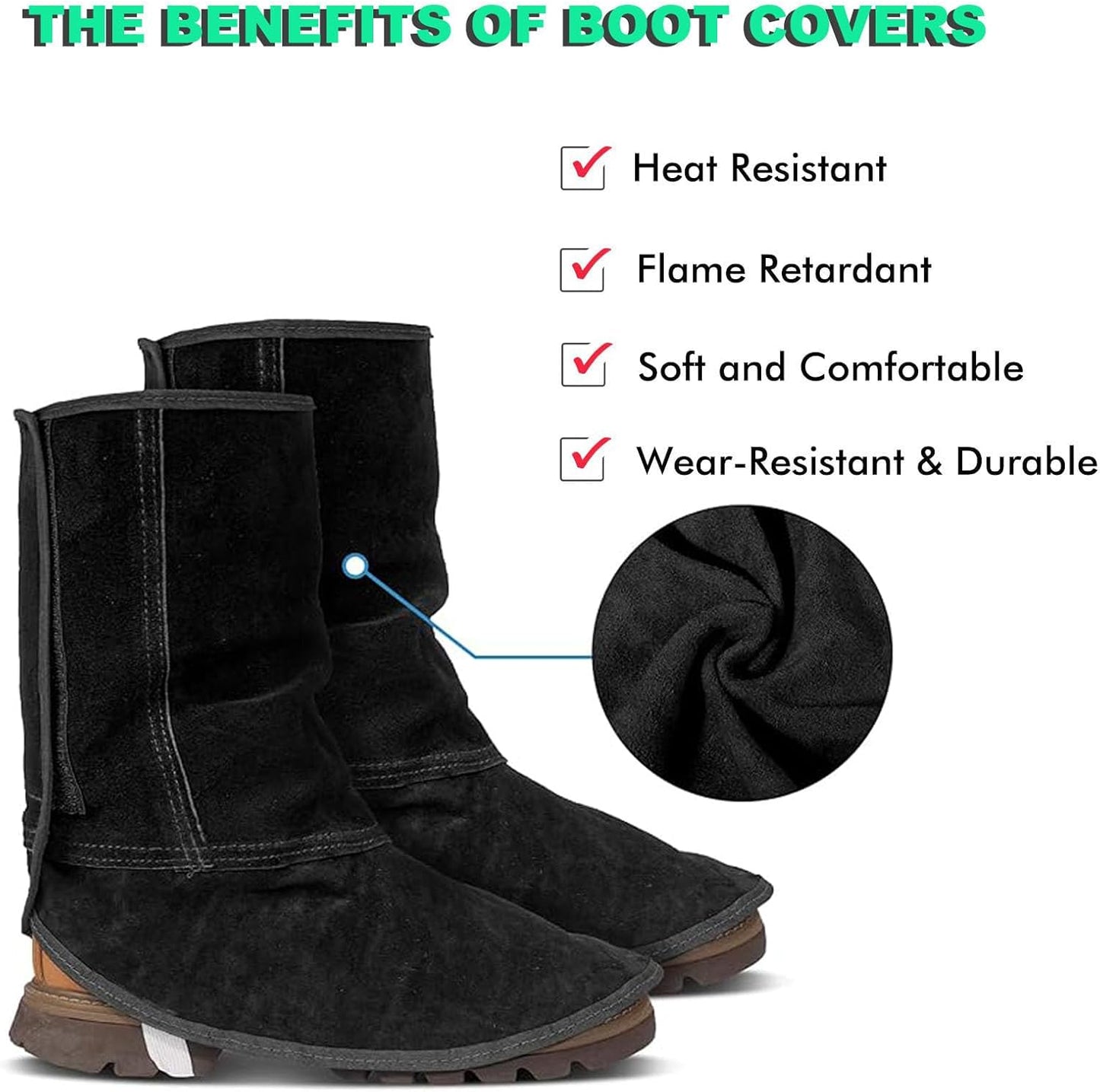 Protectores cuero 12.99pulg para botas soldadura resistente fuego